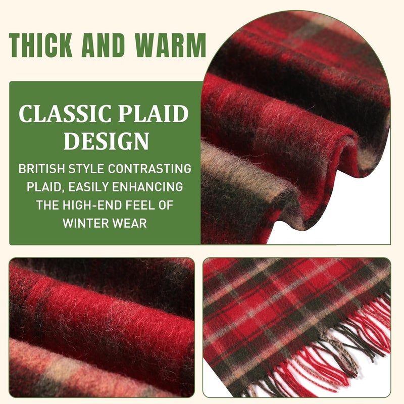 SKNSOFT Winter Wool Plaid Scarf for Men,Women Fashion Tartan Wrap Checkered Scarves - Image 5